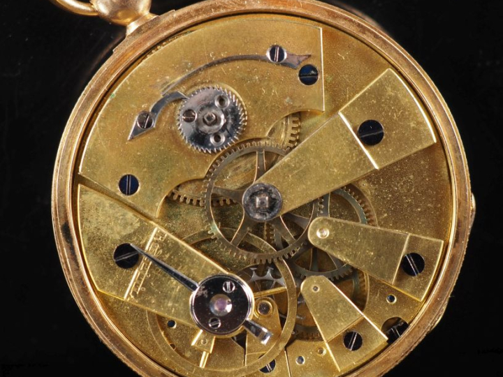 L. BERGMILLER, Paris N°633 Montre de gousset en or jaune 750.  Cadran 