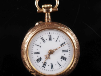 Vente aux enchères Montre de col Napoléon III en or jaune 750.  Cadran à chiffres romains