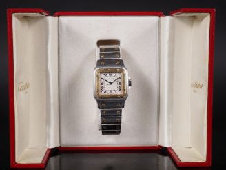 Vente aux enchères CARTIER , Santos Ref. 187 901 Montre bracelet en acier et or jaune 750