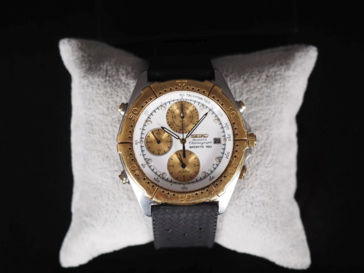 SEIKO, Sports 150 Chronograph Montre bracelet en acier et or jaune 750