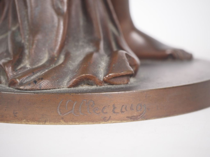 ALLEGRAIN.  "Baigneuse" Sculpture en bronze à patine brune  Signée H. 
