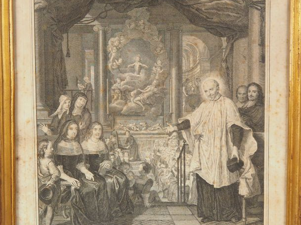 Paire de gravures en noir XVIIIème d'après De Troy "St Vincent de Paul