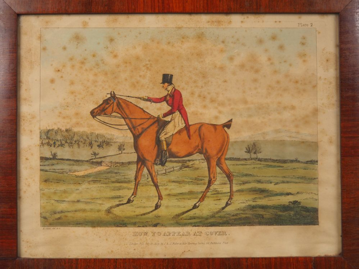 5 lithographies en couleurs d'après Alken. "scènes de chasse à courre"