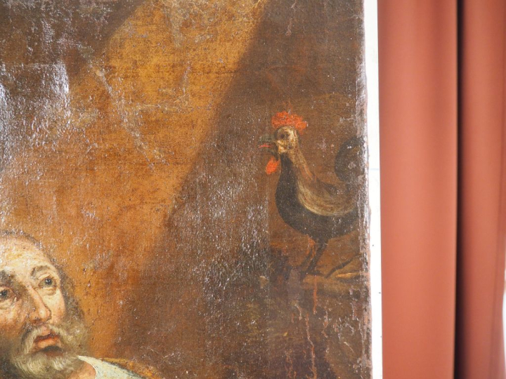 École italienne vers 1650. « Saint Pierre » Huile sur toile.  Dim. 85 