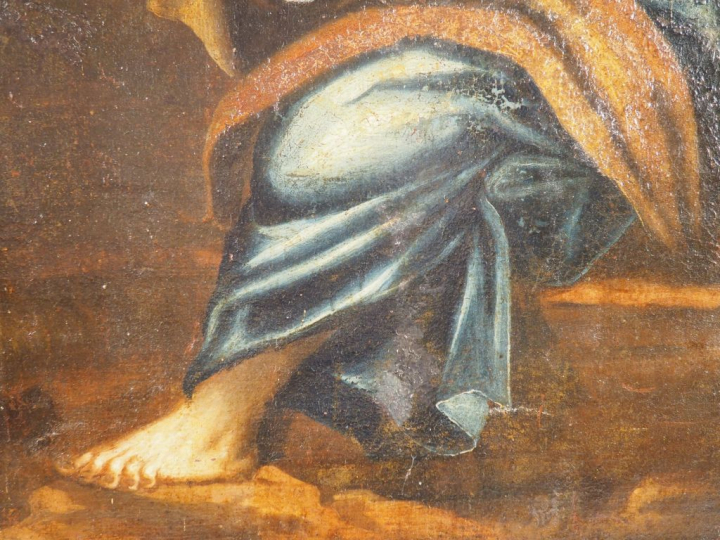 École italienne vers 1650. « Saint Pierre » Huile sur toile.  Dim. 85 