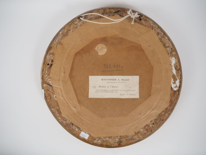 L. HARAND. MALVOISIER.  "Minerve et l'Amour"  Dessin à la plume et au 