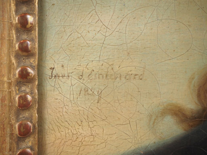 Ecole française d'après Inès d'Esminard. "portrait de jeune fille au r