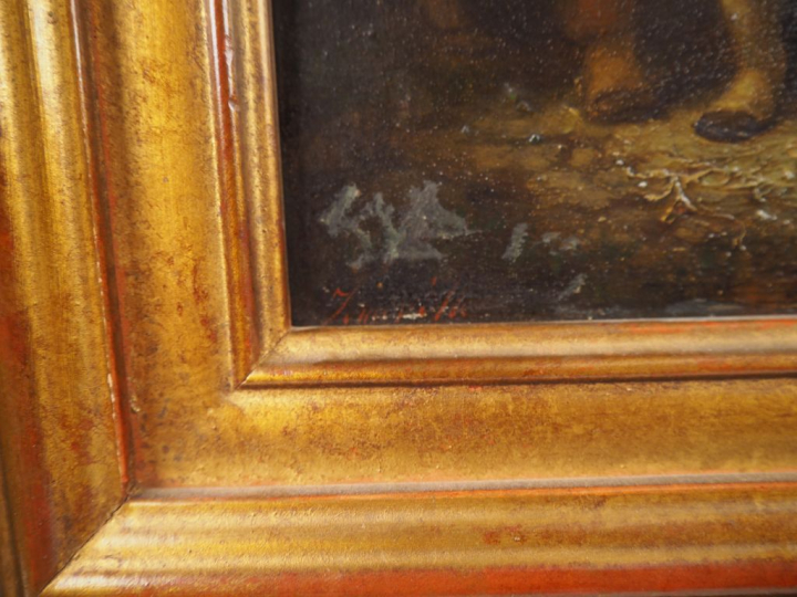 Pierre JONAVILLE (1827-?) "Singeries"  Paire d'huiles sur panneau, un 