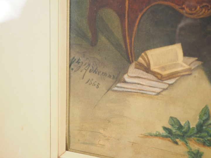D'ADHEMARD. "La leçon de musique" Dessin signé en bas à gauche et daté