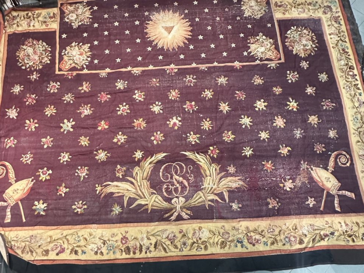 Tapis d'Aubusson, fin XVIIIème - début XIXème.  Tapis plat (technique 